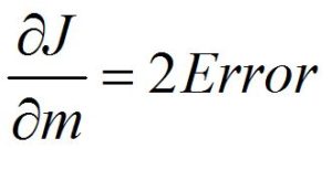 Partial derivative of J with respect to m equals 2 times Error
