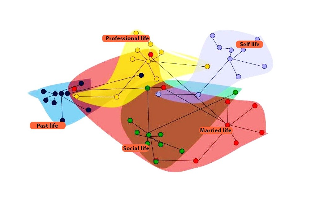 A network graph clustering correlated features into related groups