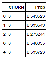 Train_Data1.head() with columns CHURN and Prob