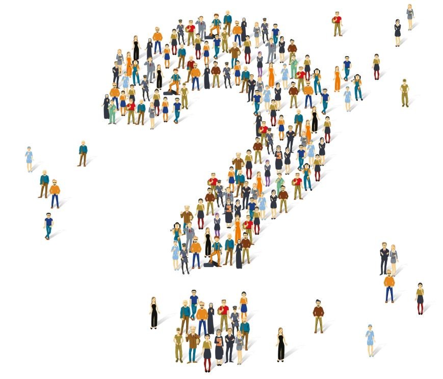 Crowd of people forming a question mark, illustrating the wisdom of the crowd behind ensemble methods