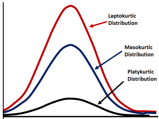 A histogram of household counts by price, skewed narrow and peaked, illustrating a Leptokurtic example
